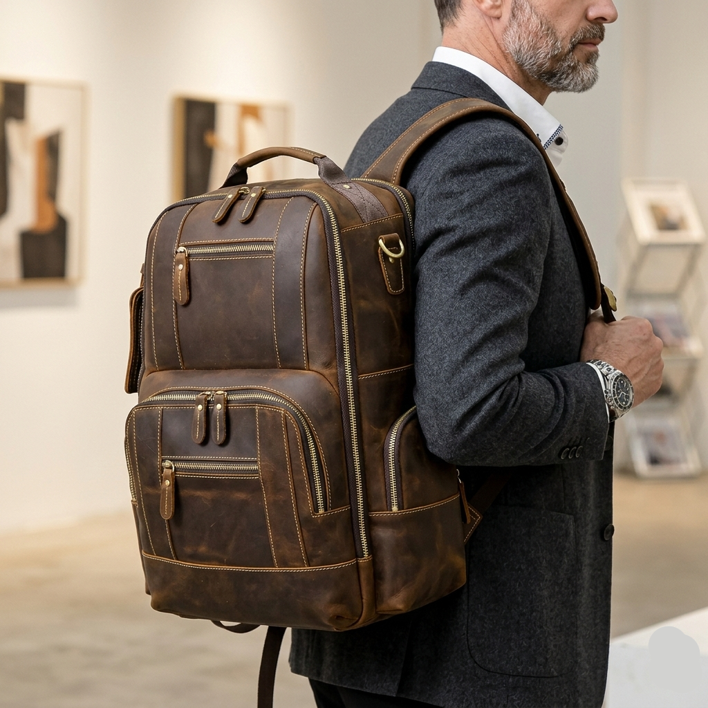 Vintage Leather Travel Backpack