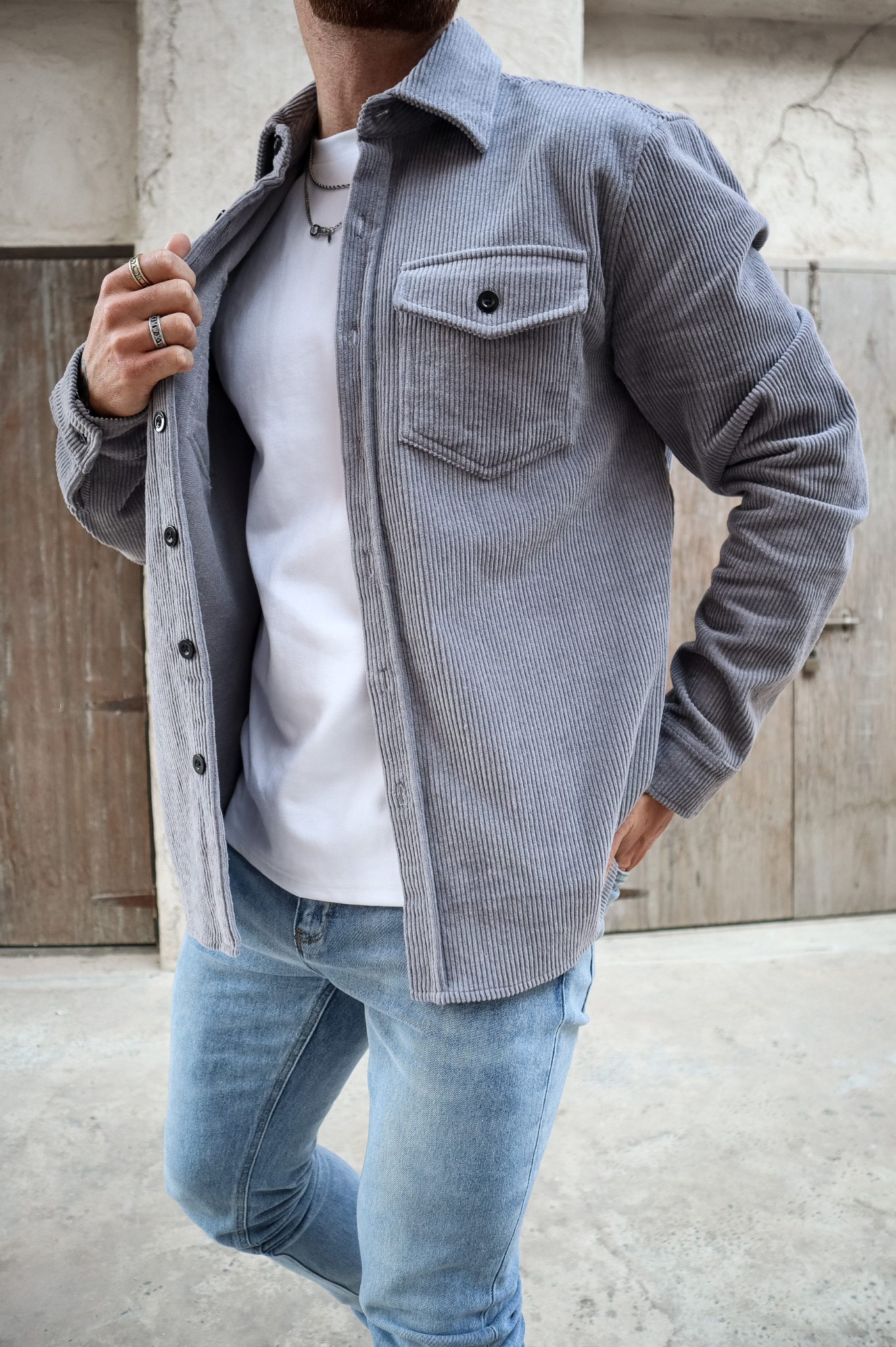 Cord Overshirt - Grey