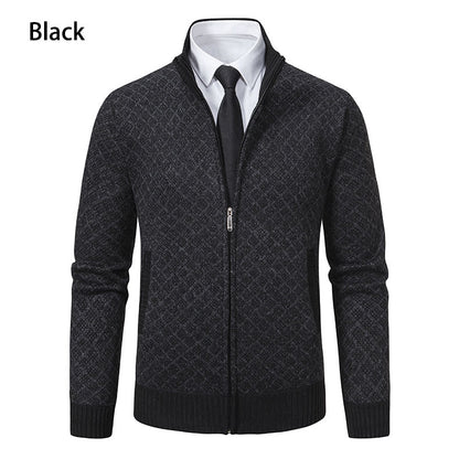 Malvern Diamond-Knit Fleece-Lined Zip Cardigan