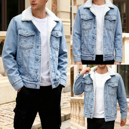 Men's Fleece Lined Denim Jacket — Warm Winter Trucker Jacket