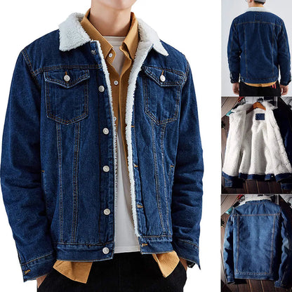 Men's Fleece Lined Denim Jacket — Warm Winter Trucker Jacket