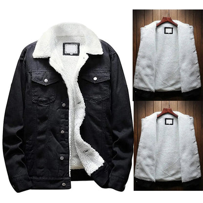 Men's Fleece Lined Denim Jacket — Warm Winter Trucker Jacket