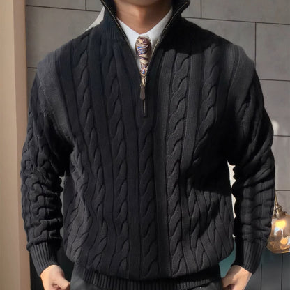 Chatsworth Cotton Cable-Knit Quarter-Zip Jumper
