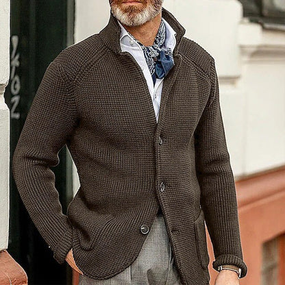 Hartley Waffle-Knit Lapel Cardigan