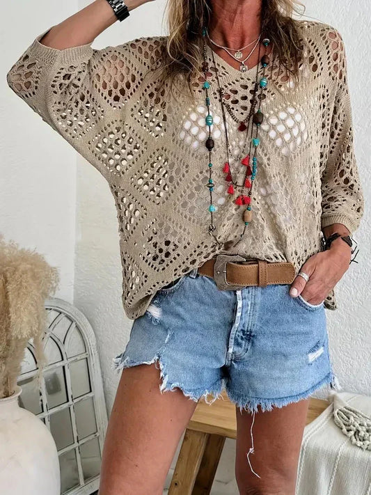 women V-Neck Crochet