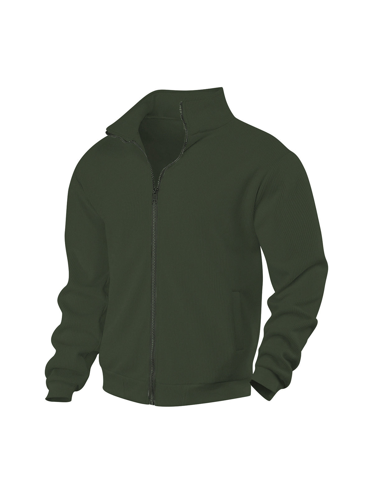 Harrogate Corduroy Funnel-Neck Zip Sweater