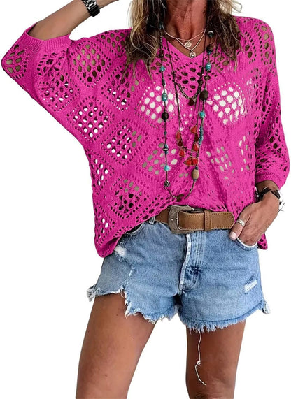 women V-Neck Crochet