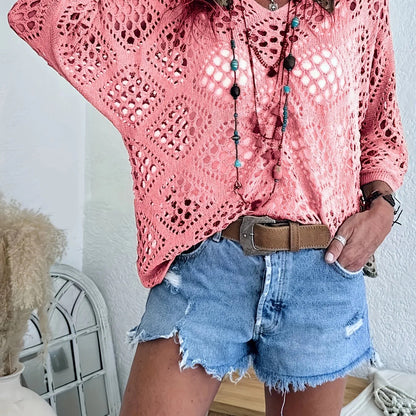 women V-Neck Crochet
