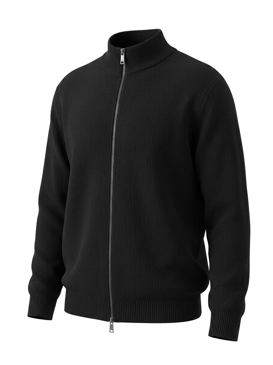 Ashbourne Textured-Knit Zip Cardigan
