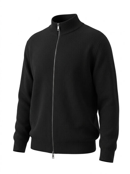 Ashbourne Textured-Knit Zip Cardigan