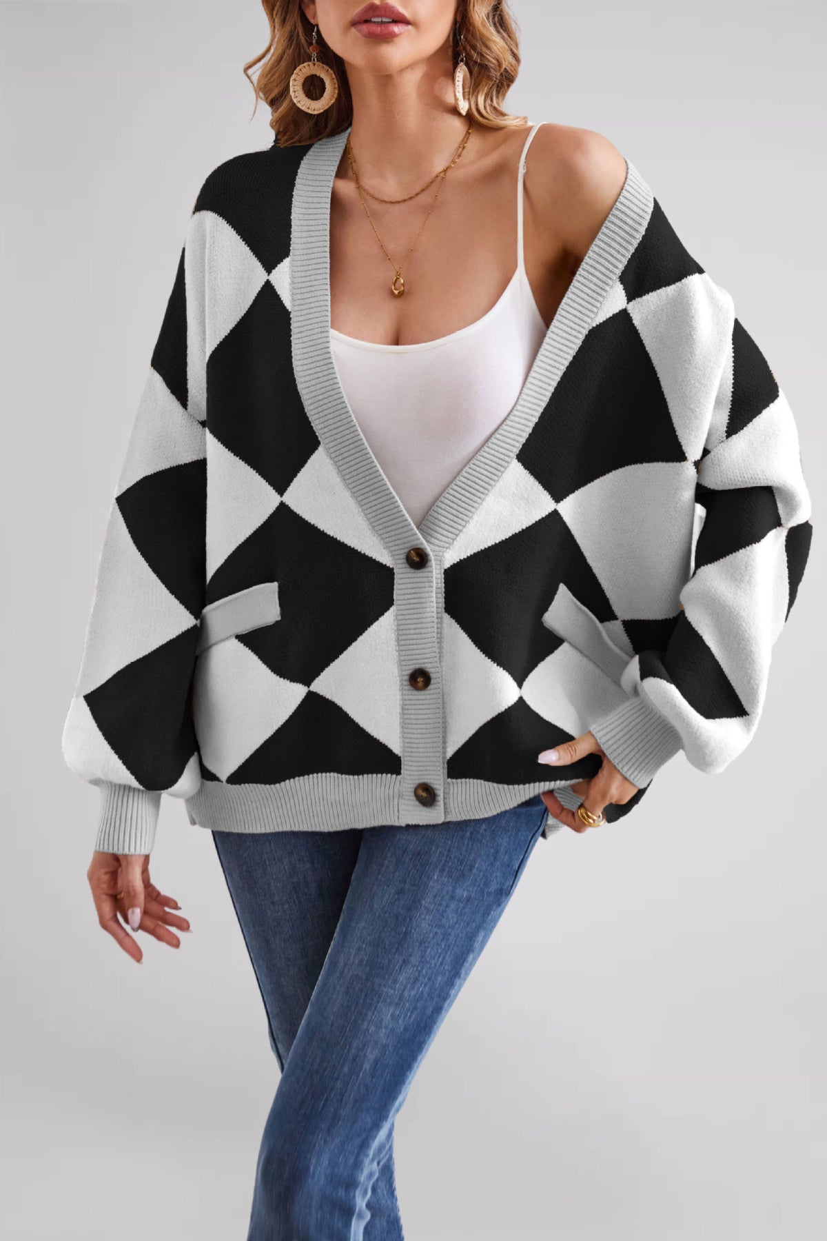 Sienna Diamond-Knit Cardigan