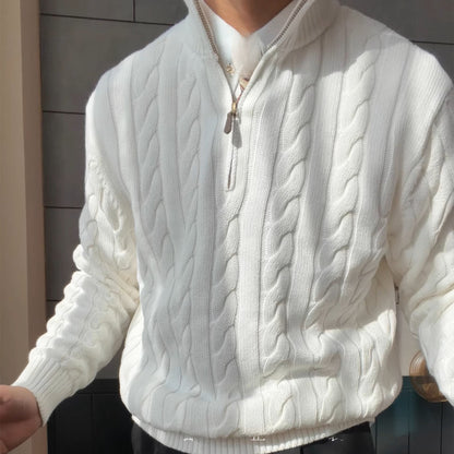 Chatsworth Cotton Cable-Knit Quarter-Zip Jumper