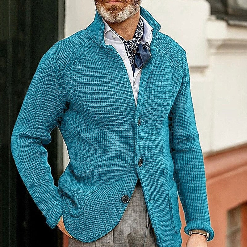 Hartley Waffle-Knit Lapel Cardigan