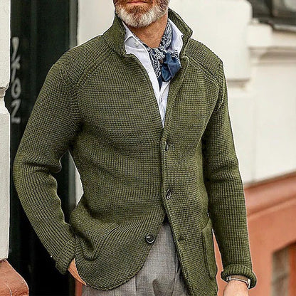 Hartley Waffle-Knit Lapel Cardigan