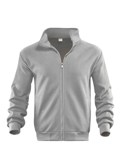 Harrogate Corduroy Funnel-Neck Zip Sweater