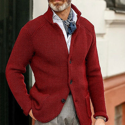 Hartley Waffle-Knit Lapel Cardigan