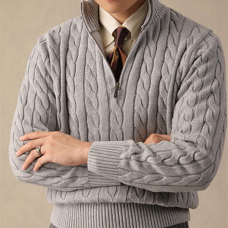 Chatsworth Cotton Cable-Knit Quarter-Zip Jumper