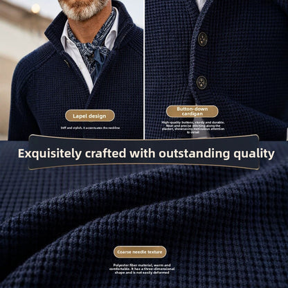Hartley Waffle-Knit Lapel Cardigan