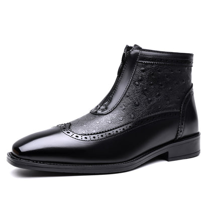 Enzo Ostrich-Embossed Boots