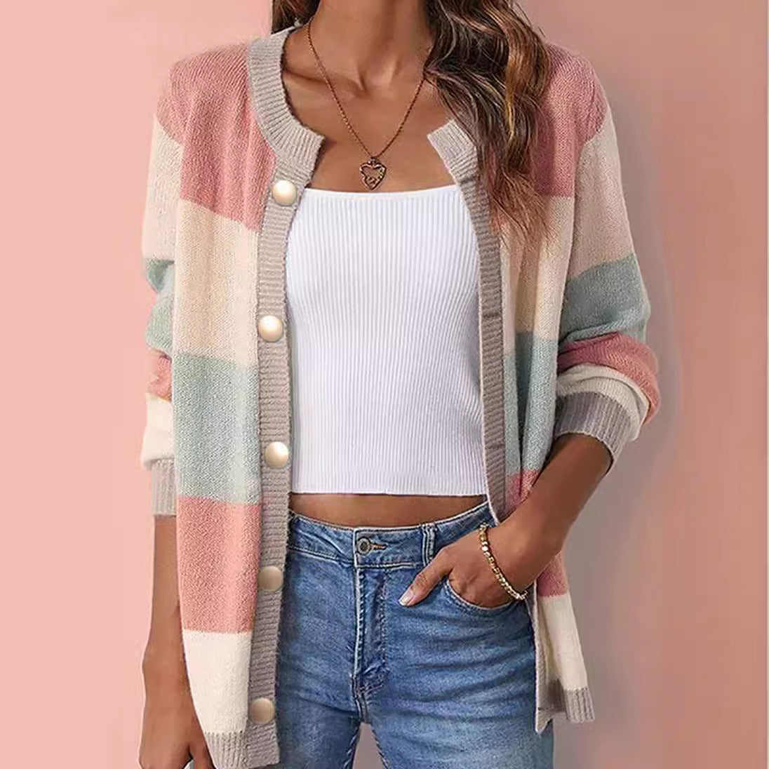 Hazel Geometric-Knit Cardigan