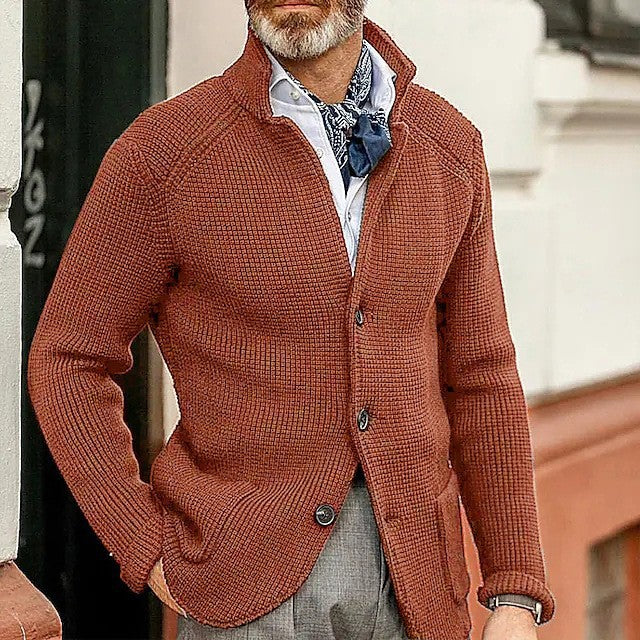 Hartley Waffle-Knit Lapel Cardigan