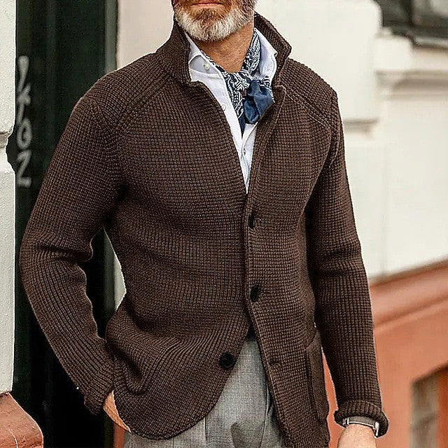Hartley Waffle-Knit Lapel Cardigan