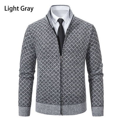 Malvern Diamond-Knit Fleece-Lined Zip Cardigan