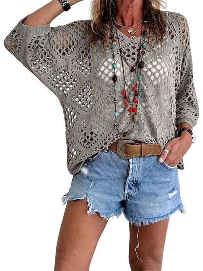 women V-Neck Crochet