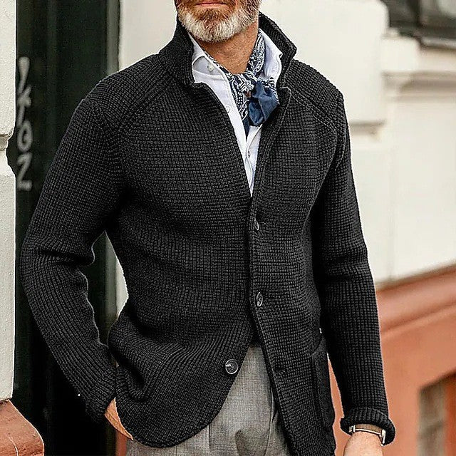 Hartley Waffle-Knit Lapel Cardigan