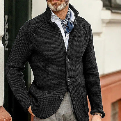 Hartley Waffle-Knit Lapel Cardigan