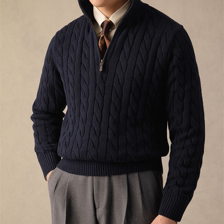 Chatsworth Cotton Cable-Knit Quarter-Zip Jumper