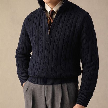 Chatsworth Cotton Cable-Knit Quarter-Zip Jumper