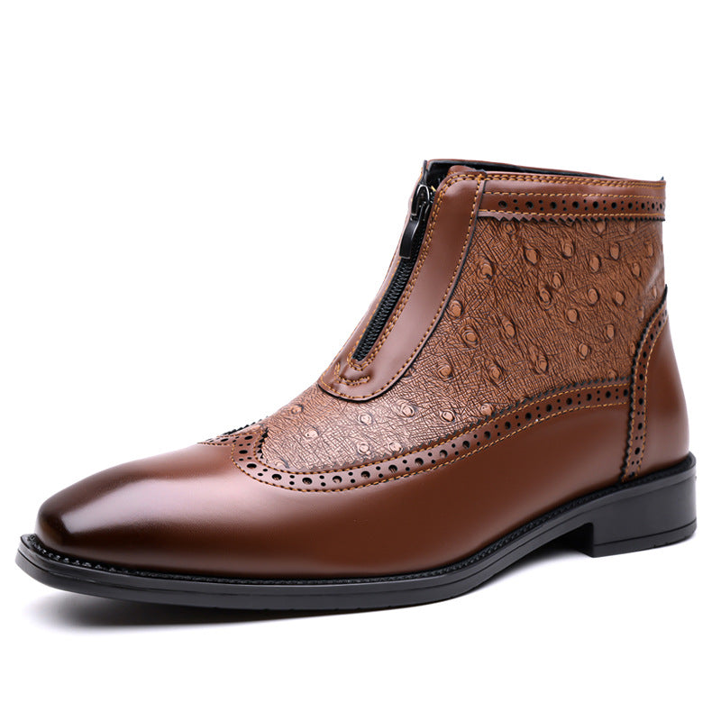 Enzo Ostrich-Embossed Boots