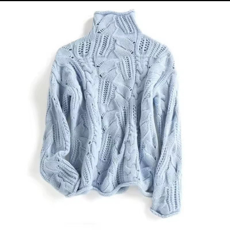 Bibury Open Cable-Knit Roll-Neck Jumper