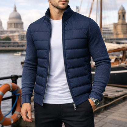 Ludlow Quilted Knit-Sleeve Jacket