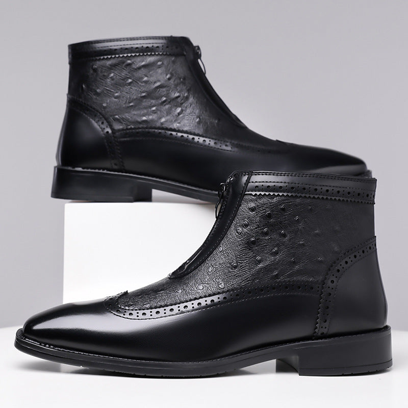 Enzo Ostrich-Embossed Boots