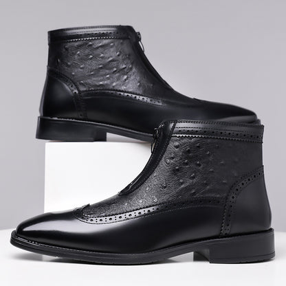 Enzo Ostrich-Embossed Boots
