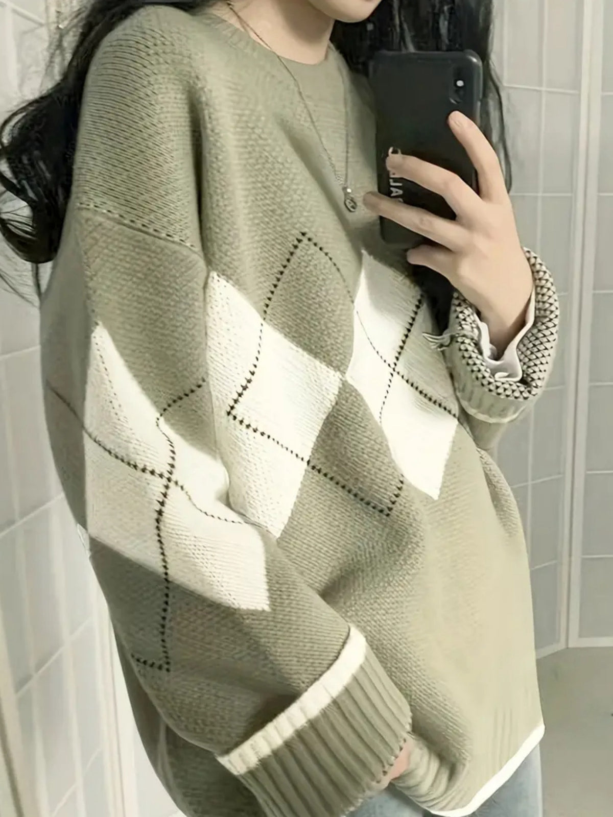 Whitby Diamond-Knit Crew Jumper