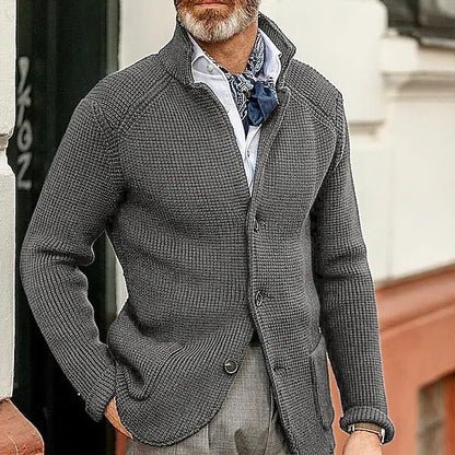 Hartley Waffle-Knit Lapel Cardigan