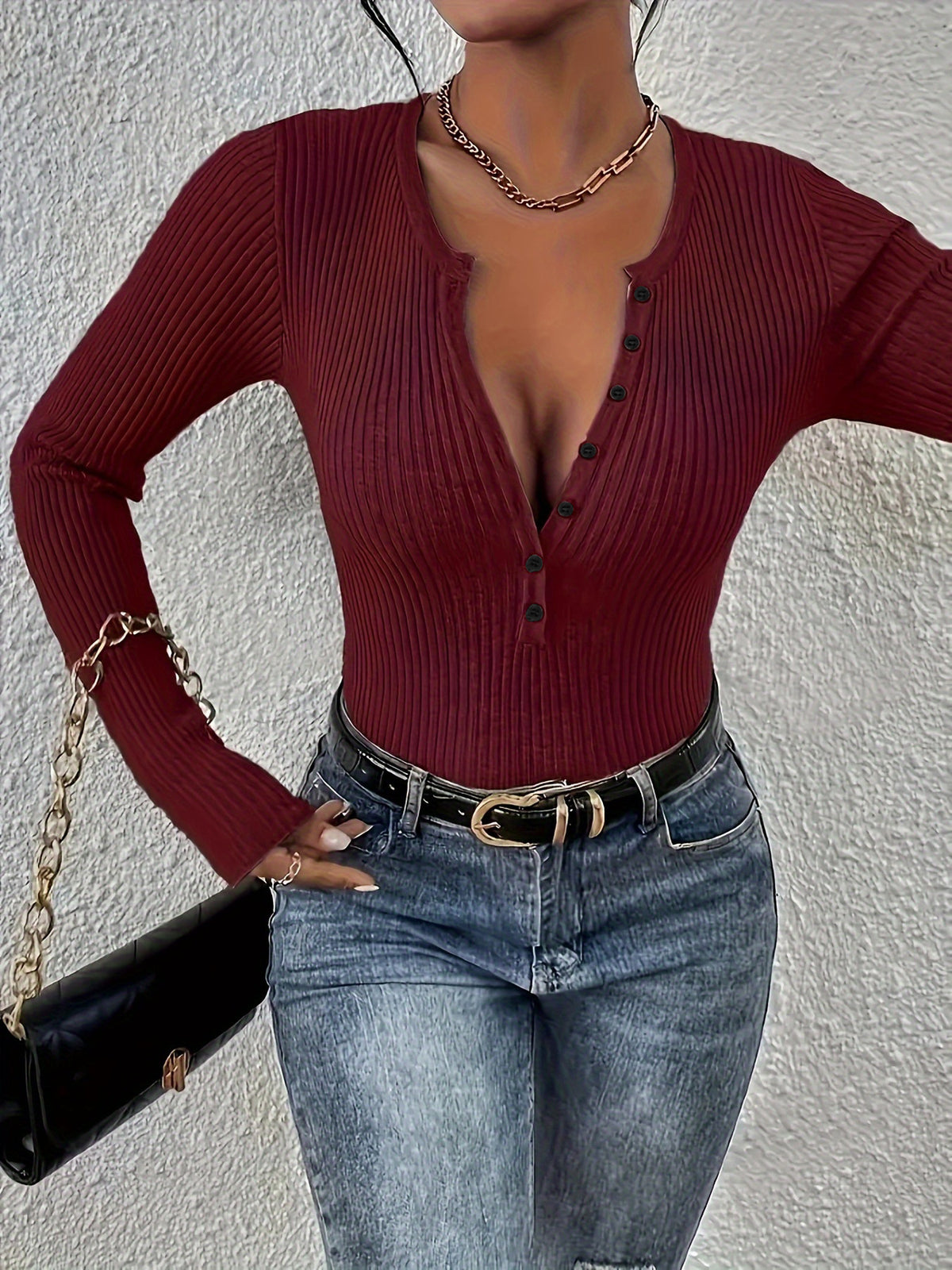 Marylebone Ribbed Henley Knit Top