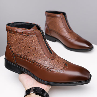 Enzo Ostrich-Embossed Boots