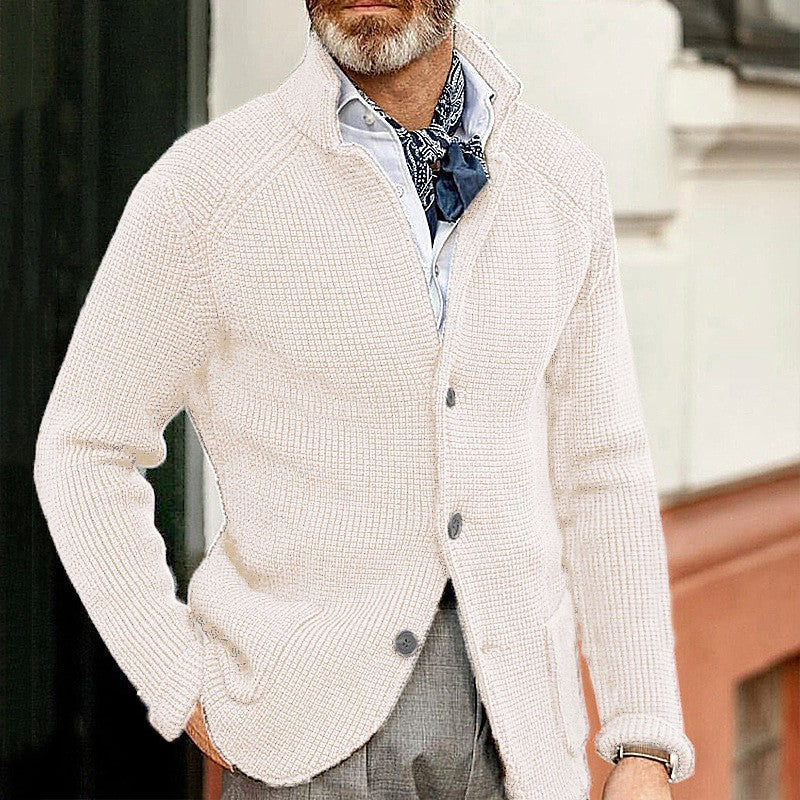 Hartley Waffle-Knit Lapel Cardigan