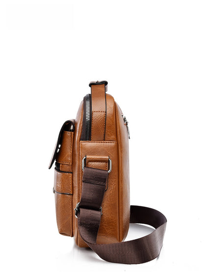 PU Leather Multi-Layer Crossbody Bag for Men