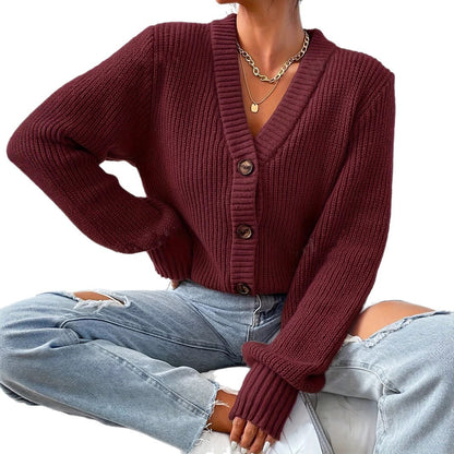 Isla Ribbed V-Neck Cardigan