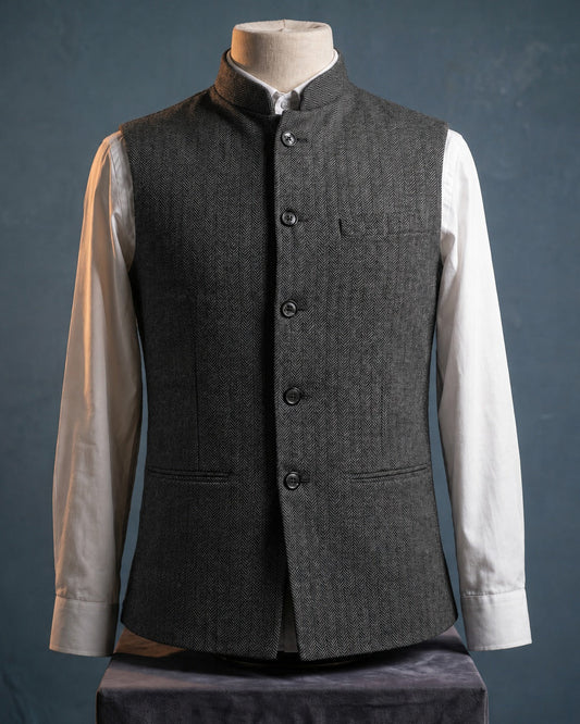 Augusto Herringbone Nehru Vest