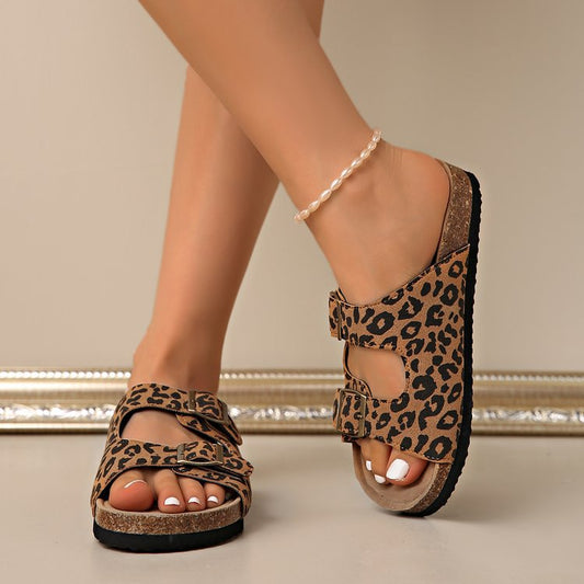 SUNKISSEDSTEP Women’s Savannah Leopard Platform Sandals