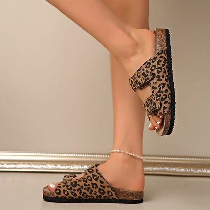 SUNKISSEDSTEP Women’s Savannah Leopard Platform Sandals (US 5.5-8)