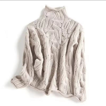 Bibury Open Cable-Knit Roll-Neck Jumper