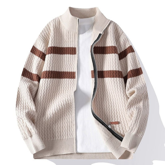 Ellesmere Striped Zip-Up Knit Jacket