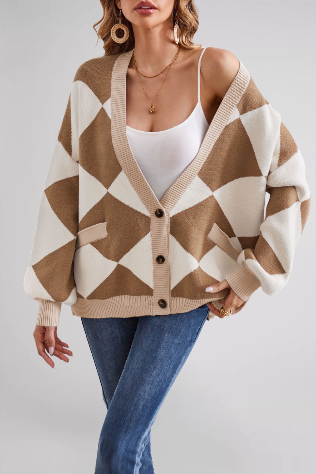 Sienna Diamond-Knit Cardigan